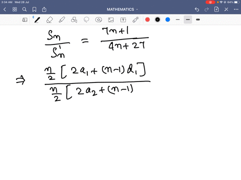 the-ratio-between-the-sum-of-n-term-of-two-aps-is-7-n1-4-n27-find-the-ratio-between-their-n-th-terms