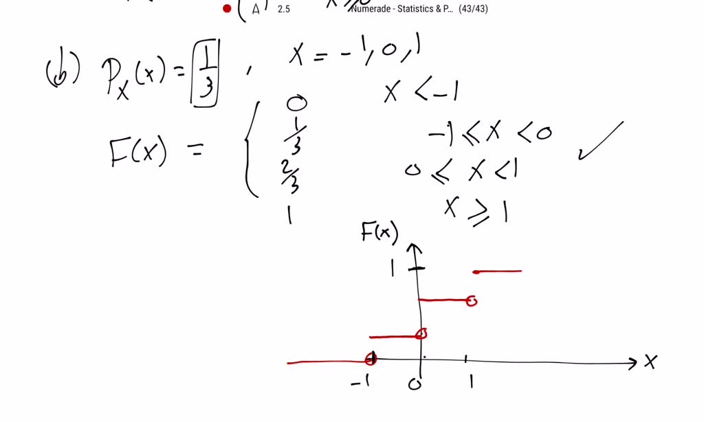 SOLVED:Let pX(x) be the pmf of a random variable X. Find the cdf F(x ...