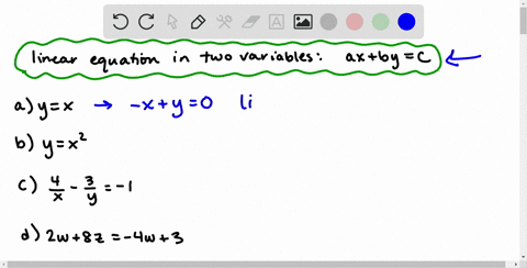 Solved Which Of The Following Are Linear Equations In Two Variables A 3 X 3 Y 10 B 2 X 4 X Y 3 Y 1 C U V 1 D X 2 Y 6 Solved Which Of The Following Are Linear Equations In Two Variables A 3 X 3 Y 10 B 2 X 4 X Y 3 Y 1 C U V 1 D X 2 Y 6