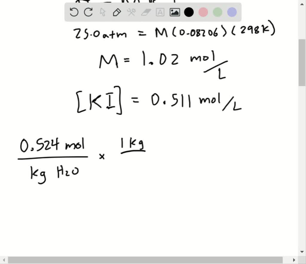 SOLVED:An aqueous solution of KI has a freezing point of -1.95^{\circ ...