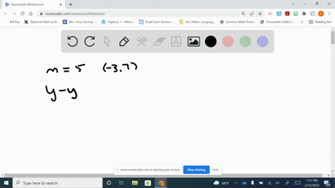 write-the-point-slope-equation-of-the-line-determined-by-the-given-data-slope-5-point-37