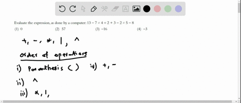 evaluate-the-expression-as-done-by-a-computer-13-7-times-4-div-23-2-times-5-8-1-0-2-57-3-16-4-3
