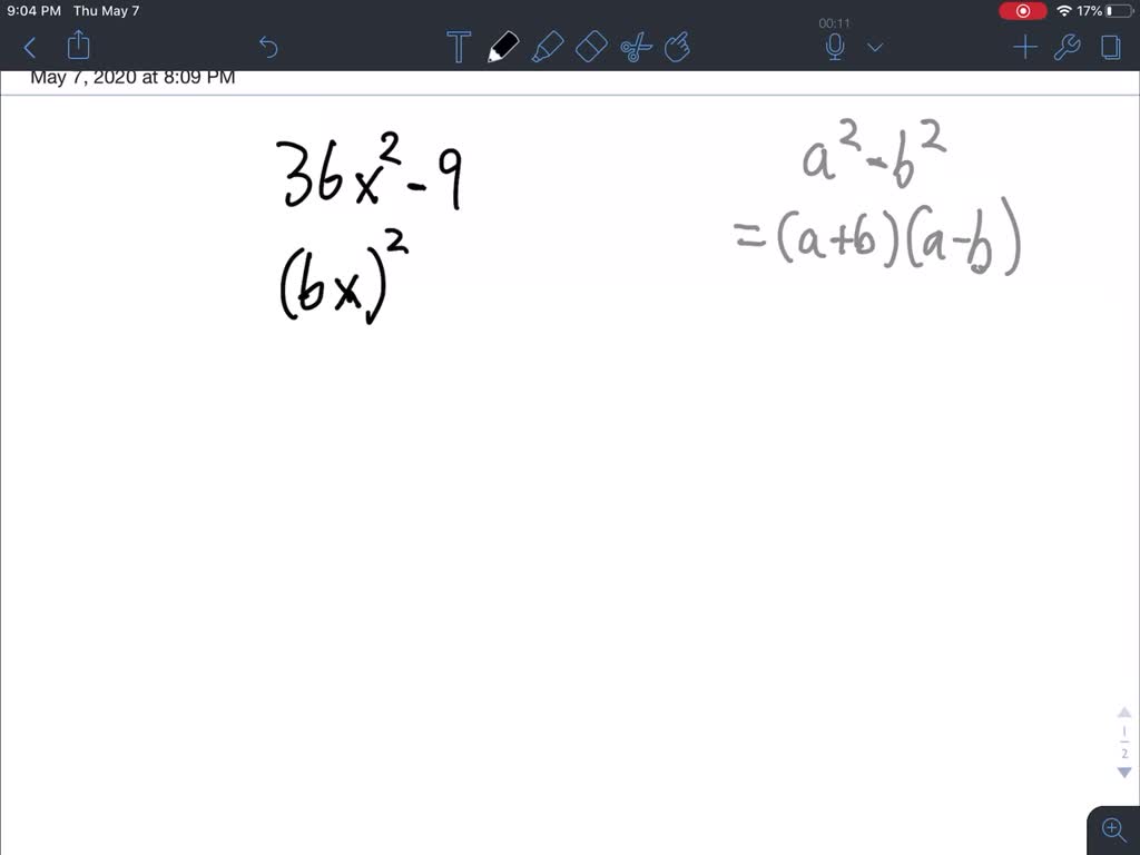 ⏩SOLVEDFactor the difference of two squares. 36 x^29 Numerade