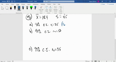 a-simple-random-sample-of-size-n-is-drawn-the-sample-mean-barx-is-found-to-be-184-and-the-sample-sta
