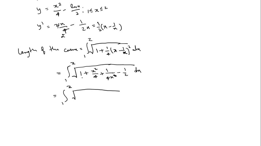 solved-find-the-exact-length-of-the-curve-y-1-4-x-2-1-2-lnx-1