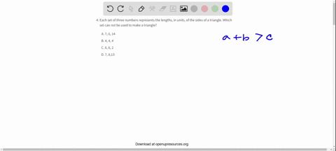 each-set-of-three-numbers-represents-the-lengths-in-units-of-the-sides-of-a-triangle-which-set-can-n