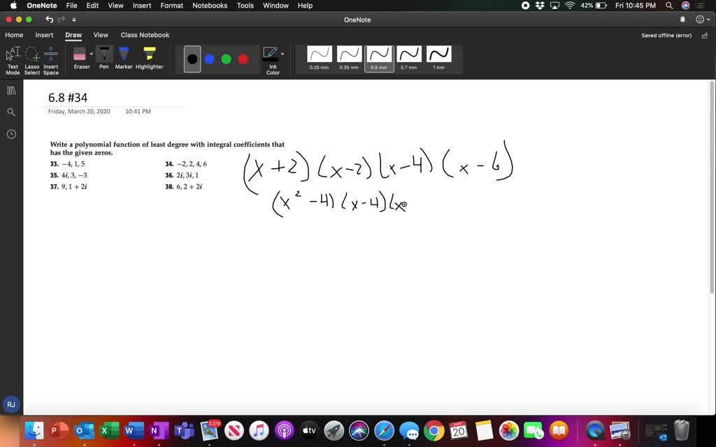 SOLVED Polynomial Function Of Least Degree With Integral Coefficients 