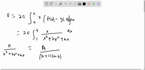 find-the-volume-generated-by-revolving-the-area-bounded-by-yfrac1x37-x26-x-x1-x7-and-y0-about-the-y-