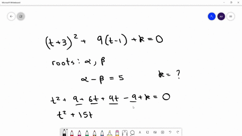 the-difference-between-the-roots-of-t329t-1k0-is-5-then-the-value-of-mathrmk-is-a-25-b-35-c-50-d-50