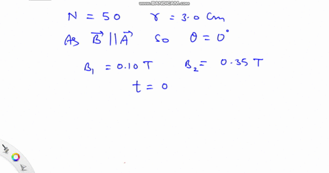 a-50-loop-circular-coil-has-a-radius-of-30-mathrmcm-it-is-oriented-so-that-the-field-lines-of-a-magn