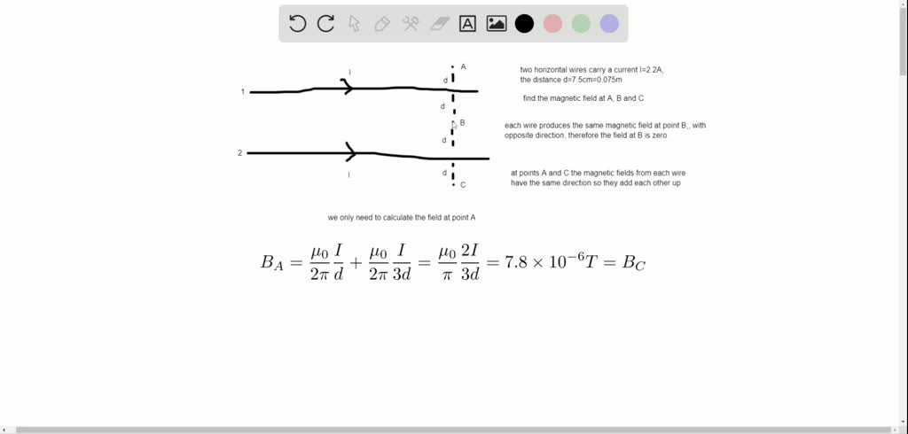 SOLVED:Two parallel wires, each carrying a current of 2.2 A in the same ...