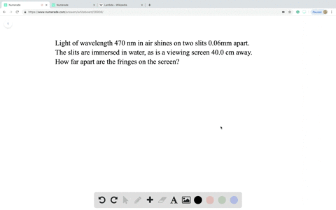 ii-light-of-wavelength-470-nm-in-air-shines-on-two-slits-600times10-2mm-apart-the-slits-are-immersed