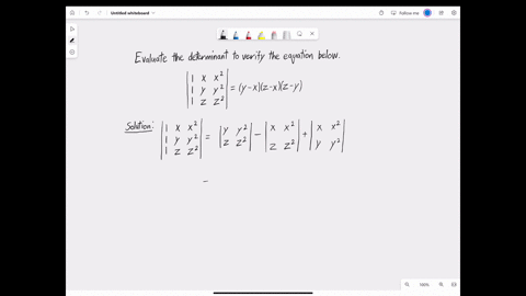 evaluate-the-determinants-to-verify-the-equation-leftbeginarraylll1-x-x2-1-y-y2-1-z-z2endarrayrigh-2