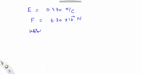an-electric-field-of-magnitude-0370-mathrmn-mathrmc-exerts-a-force-of-620-times-10-4-mathrmn-on-a-te