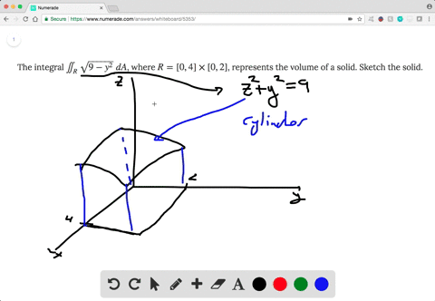 the-integral-iint_r-sqrt9-y2-da-where-r-0-4-times-0-2-represents-the-volume-of-a-solid-sketch-the-so