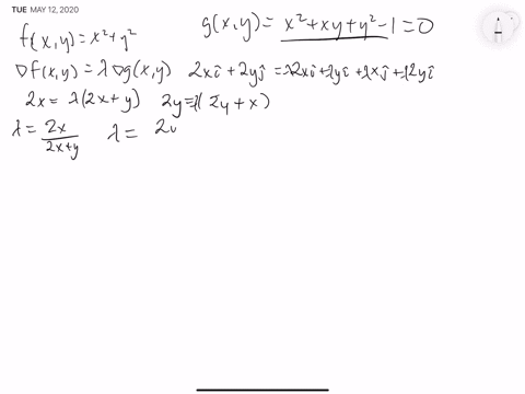 ⏩SOLVED:Extrema on a curve Find the points on the curve x^2+x y+ ...