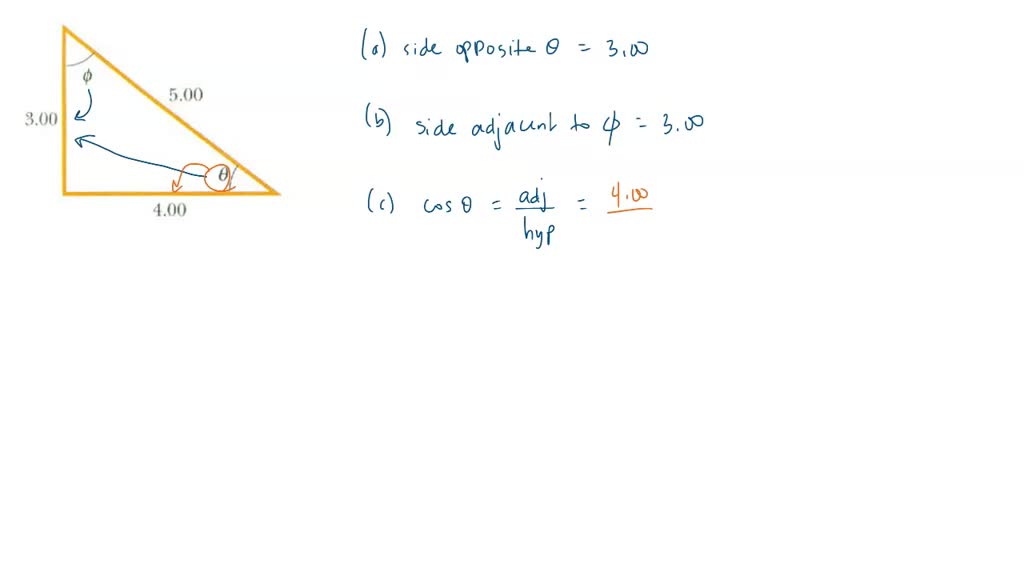 SOLVED:In Figure P1.45, find (a) the side opposite θ, (b) the side ...