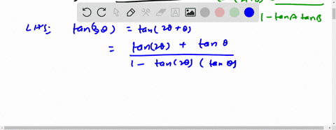 SOLVED:Establish each identity. tan(3 θ)=(3 tanθ-tan^3 θ)/(1-3 tan^2 θ)