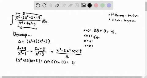 evaluate-the-integral-displaystyle-int-fracx3-2x2-2x-5x4-4x2-3-dx