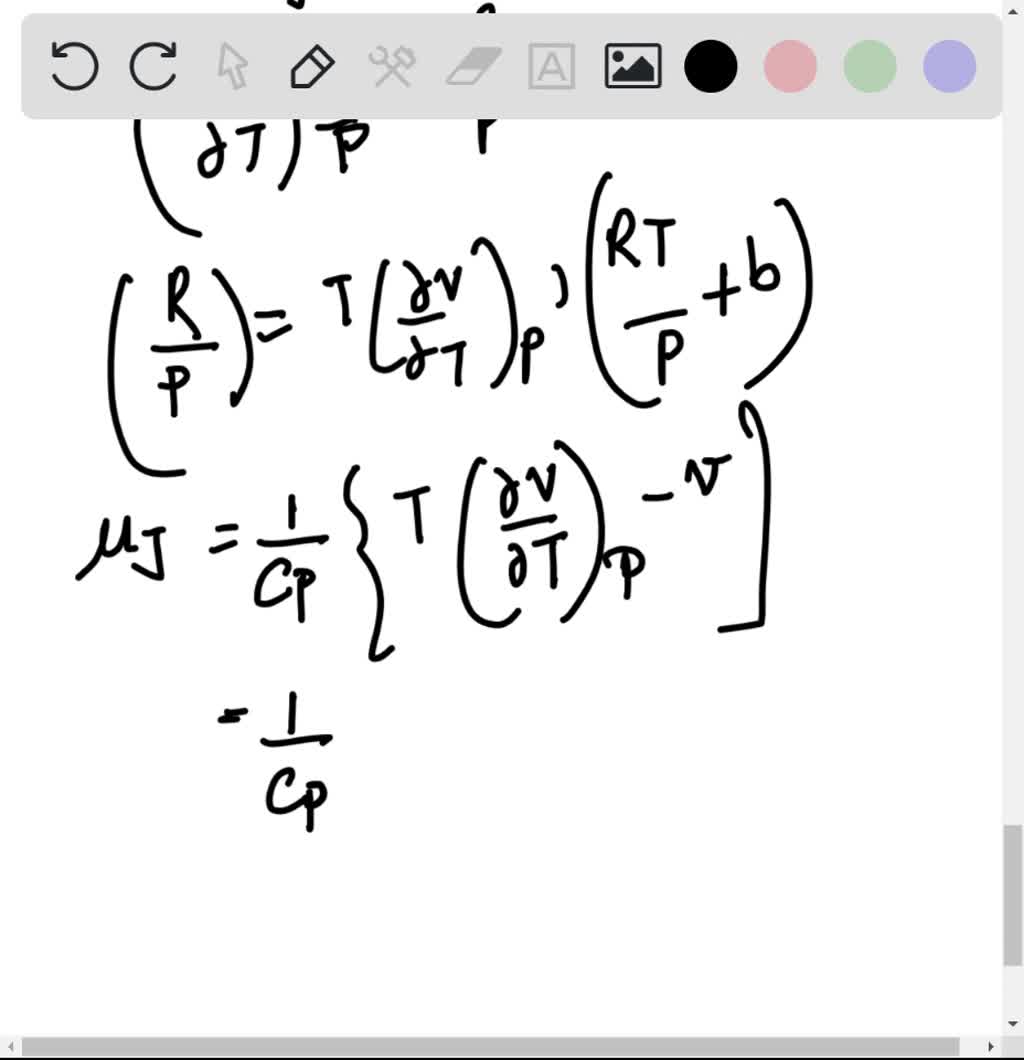 SOLVED For a gas obeying the equation of state p(vb)=R T, where b is