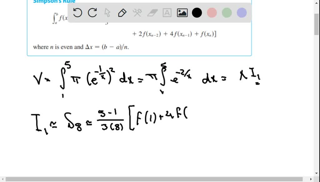 ⏩SOLVED:Use Simpson's method with the specified number of… | Numerade