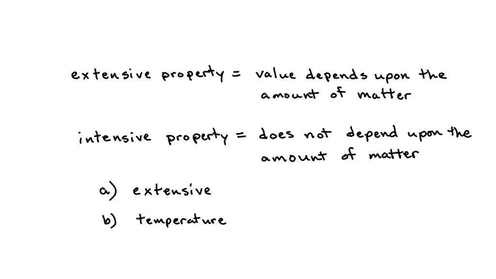SOLVED Identify the following properties as either extensive or