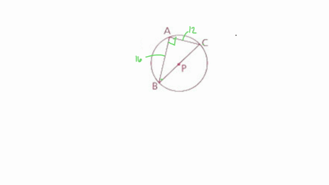 in-odot-p-overlineb-c-is-a-diameter-a-c12-mathrmmm-and-mathrmba16-mathrmmm-find-the-radius-of-the-ci