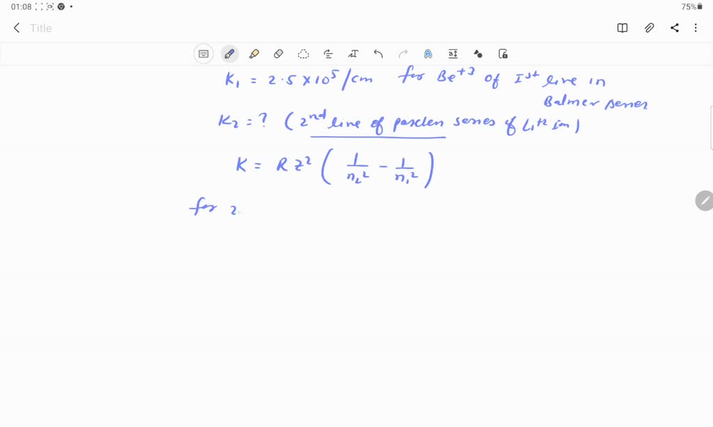 SOLVED:Wave number of the first line in the Balmer series of Be^3+ is 2 ...