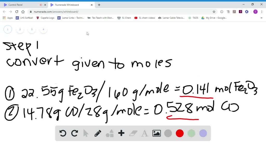 Iron(III) oxide reacts with carbon monoxide according to the equation