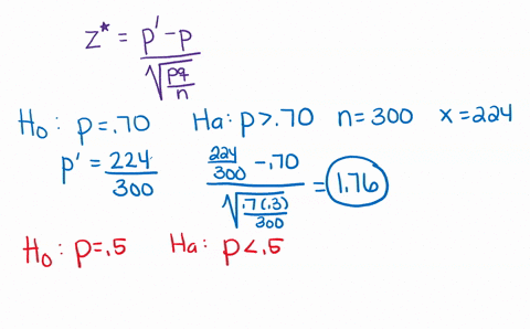 calculate-the-test-statistic-z-star-used-in-testing-the-following-a-h_o-p070-vs-h_a-p070-with-the-sa