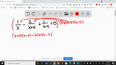 clear-fractions-and-solve-frac1x-frac2x5frac1x-50