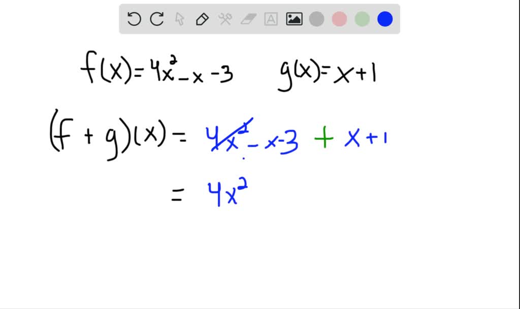 SOLVED:Find. f(x)=x+4, \quad g(x)=2 x+1