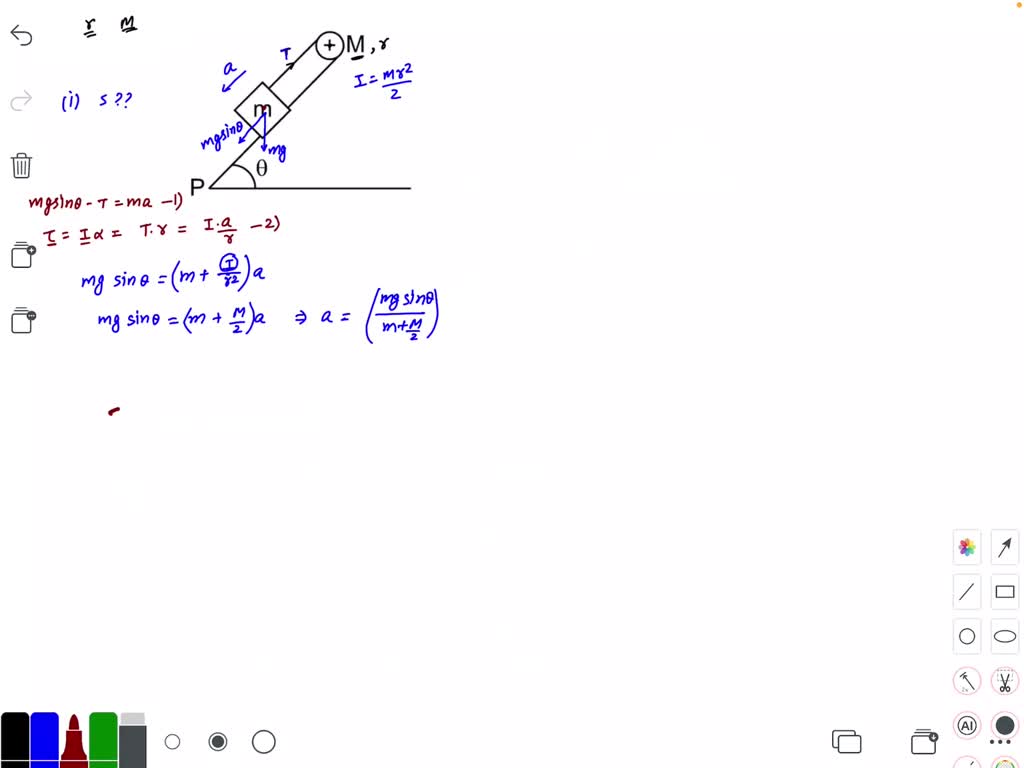 SOLVED:A wheel of radius r and mass M about its axis is fixed at the ...