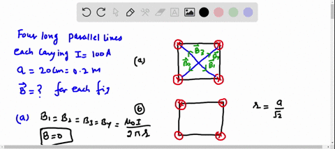 four-long-parallel-power-lines-each-carry-100-a-currents-a-cross-sectional-diagram-of-these-lines-is