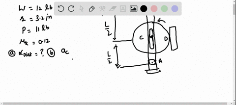 the-12-lb-uniform-disk-shown-has-a-radius-of-r32-in-and-rotates-counterclockwise-its-center-c-is-con