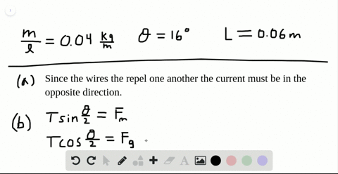 two-long-parallel-wires-each-with-a-mass-per-unit-length-of-0040-kgm-are-supported-in-a-horizontal-p