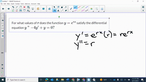 For what values of r does the function y = e^rx satisfy the ...