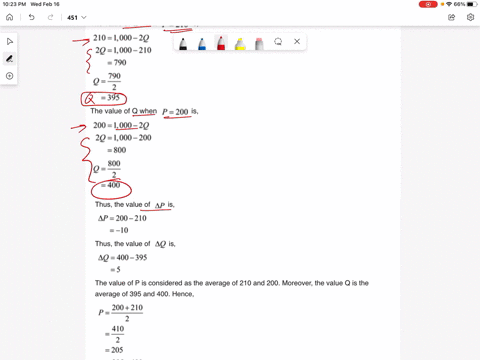 given-the-demand-function-p1000-2-q-calculate-the-arc-elasticity-as-p-falls-from-210-to-200