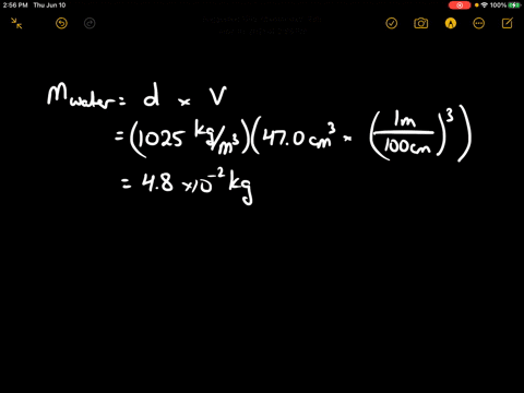 a-470-mathrmcm3-sample-of-ocean-water-has-a-density-of-1025-mathrmkg-mathrmm3-assuming-all-of-the-so