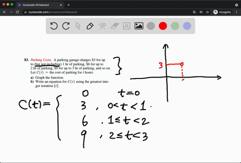 SOLVED:A parking garage charges 3 dollar for up to (but not including ...