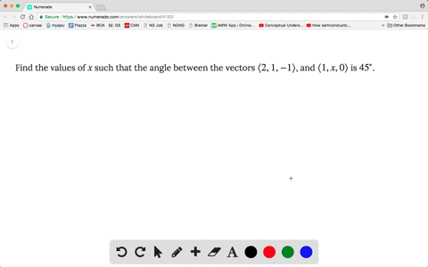 find-the-values-of-x-such-that-the-angle-between-the-vectors-langle-2-1-1-rangle-and-langle-1-x-0-ra