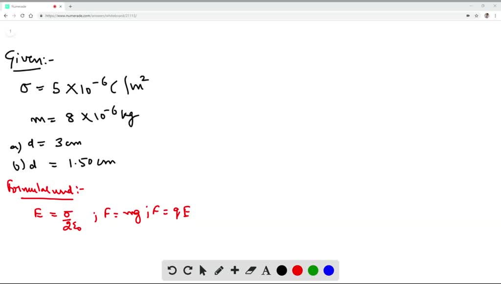 Solved A Very Large Horizontal Nonconducting Sheet Of Charge Has Uniform Charge Per Unit Area Sigma 5 00 Times 10 6 C M 2 A A Small Sphere Of Mass M 8 00 Times 10 6 Kg