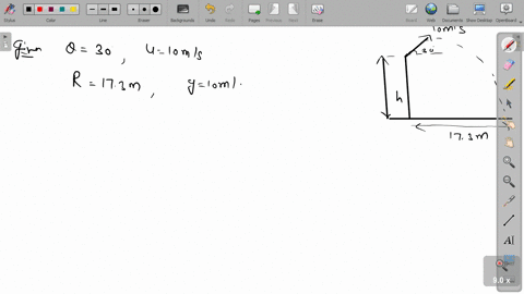 a-ball-is-thrown-from-the-top-of-a-tower-with-an-initial-velocity-of-10-mathrmm-mathrms-1-at-an-angl