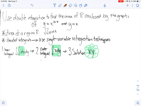 use-double-integration-to-find-the-area-of-each-region-enclosed-by-the-graphs-of-yx3-2-and-yx