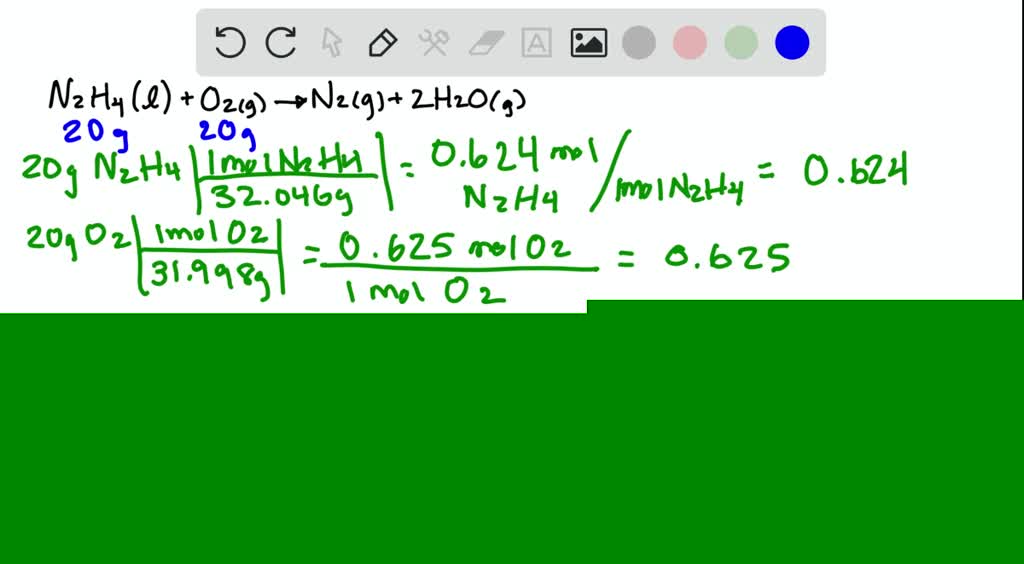 SOLVED A fuel mixture consisting of hydrazine, N2H4, and dinitrogen