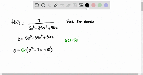 find-the-domain-of-the-function-f-given-by-each-of-the-following-fxfrac75-x3-35-x250-x