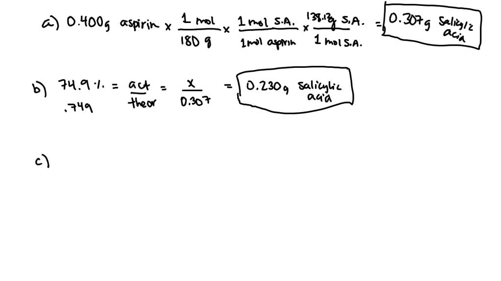 SOLVEDAspirin or acetyl salicylic acid is synthesized by combining