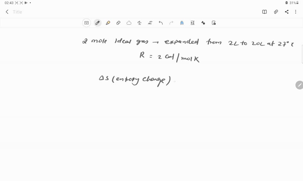 ⏩SOLVED:2 mole of an ideal gas at 27^∘ C temperature is expanded ...