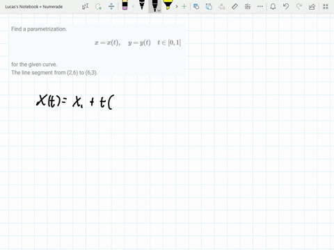 find-a-parametrization-xxt-quad-yyt-quad-t-in01-for-the-given-curve-the-line-segment-from-26-to-63