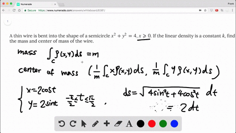 a-thin-wire-is-bent-into-the-shape-of-a-semicircle-x2-y2-4-x-geqslant-0-if-the-linear-density-is-a-c